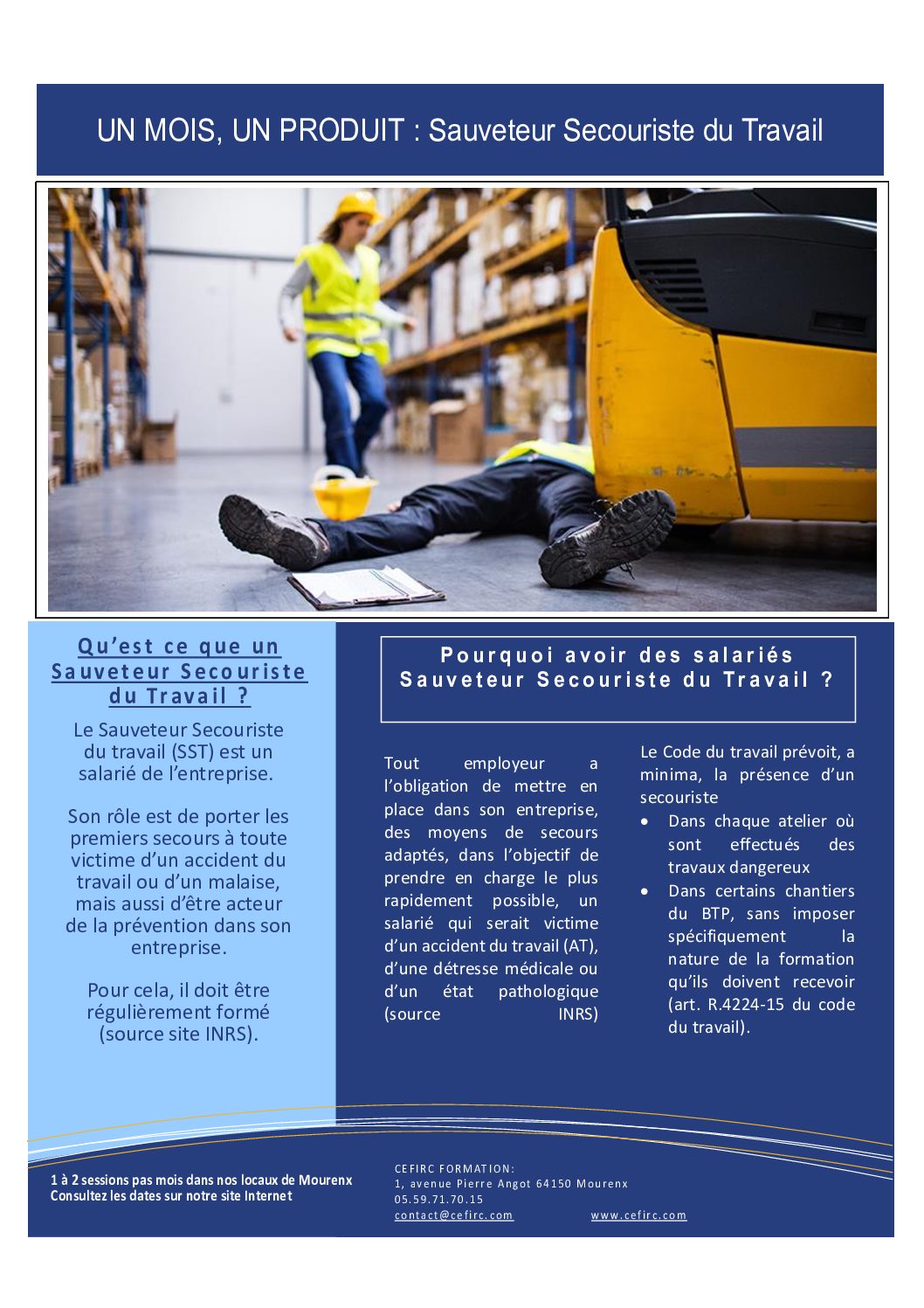 FORMATION SAUVETEUR SECOURISTE DU TRAVAIL